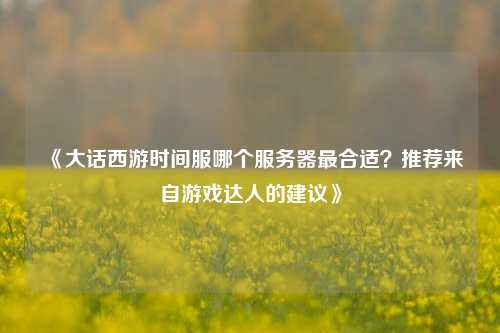 《大話西游時間服哪個服務(wù)器最合適？推薦來自游戲達(dá)人的建議》