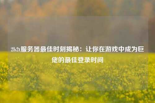 2b2t服務器最佳時刻揭秘：讓你在游戲中成為巨佬的最佳登錄時間